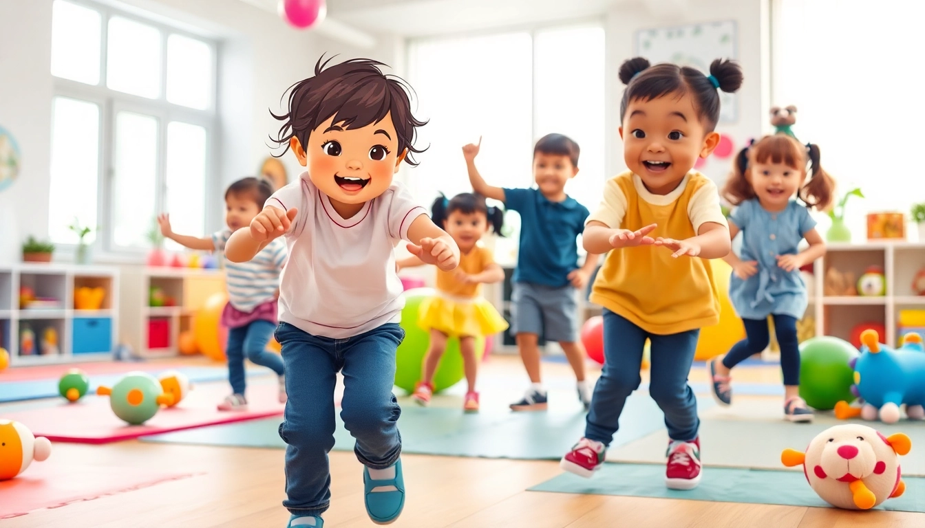 Bewege Kinder beim Spielen drinnen mehr dazu lesen zu entdecken und Spass zu haben.