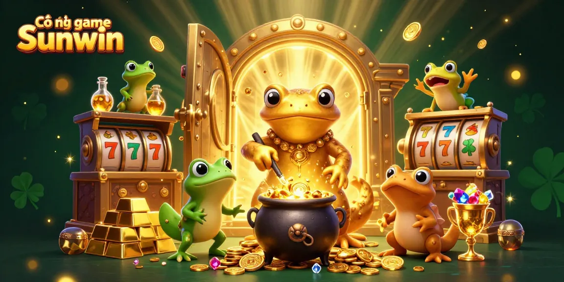 Cổng game Sunwin showcases a magical scene with a gilded alchemist and ingredients of fortune.